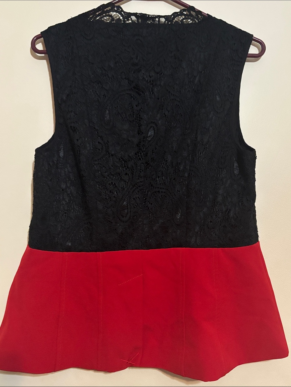 New York & Company Black Lace-Top Vest with Red Hem Detail - Picture 6 of 11